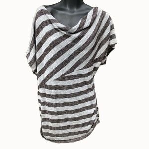 Womens Striped Top Size M Gray Brown Off Shoulder